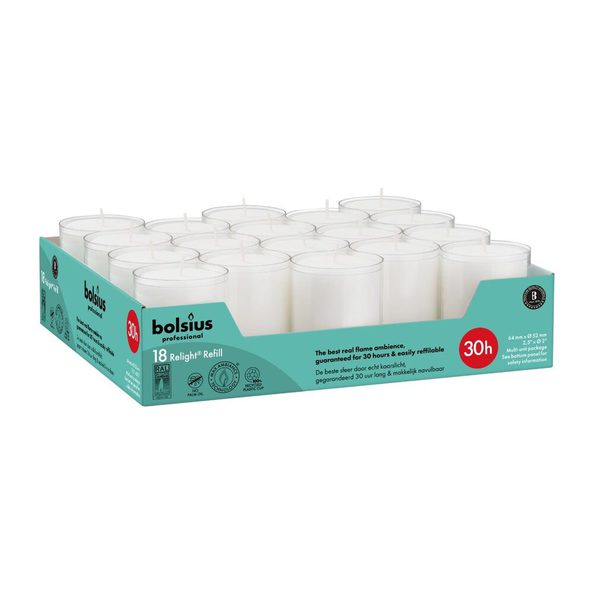 Bolsius prof relight navullingen transparant ø52x64mm 30 uur (72x)