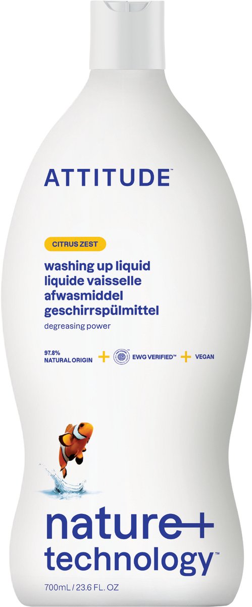 Attitude - nature+ washing up liquid citrus zest (9x)