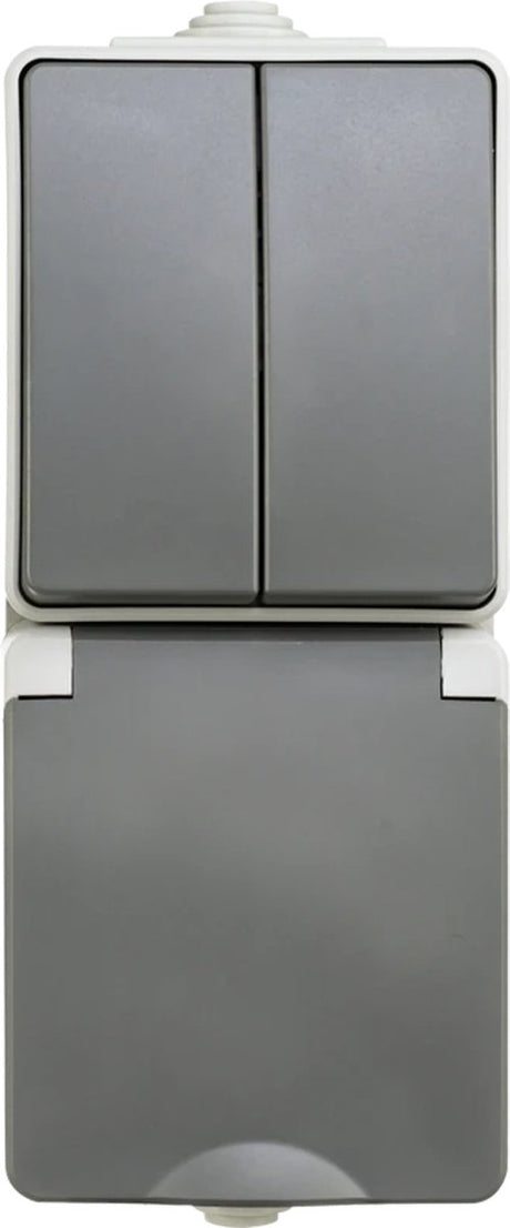 Ion industries - combinatie spatwaterdicht - opbouw - serie - randaarde - verticaal - ip55 - grijs