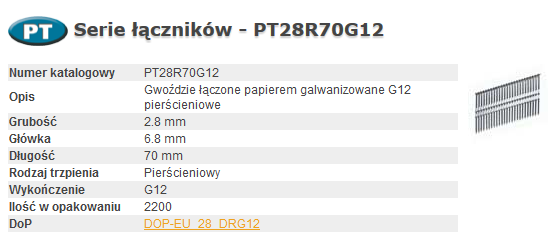 Bostitch nagels pt 280-70 ring g12 2,2m