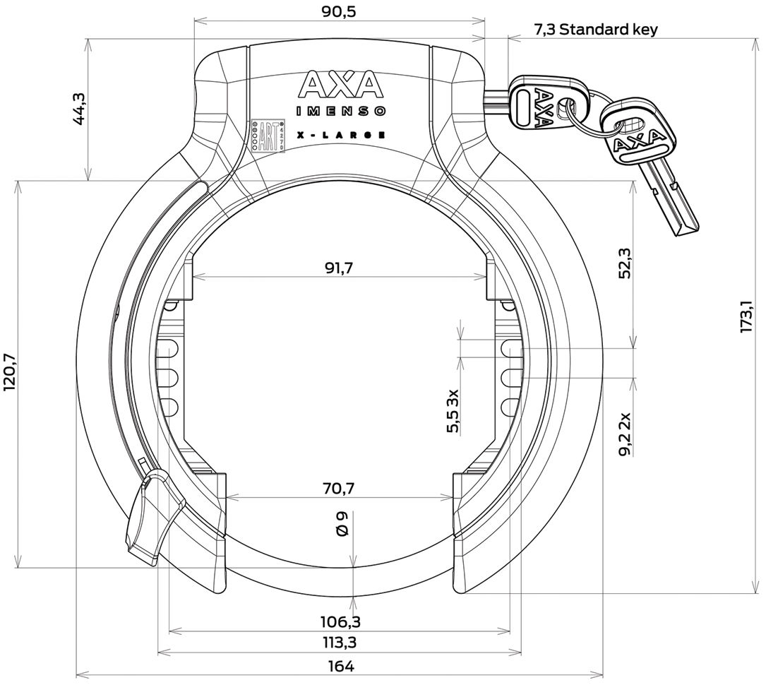 Axa Ringslot Imenso x Large with fixed key black (workshop packaging)