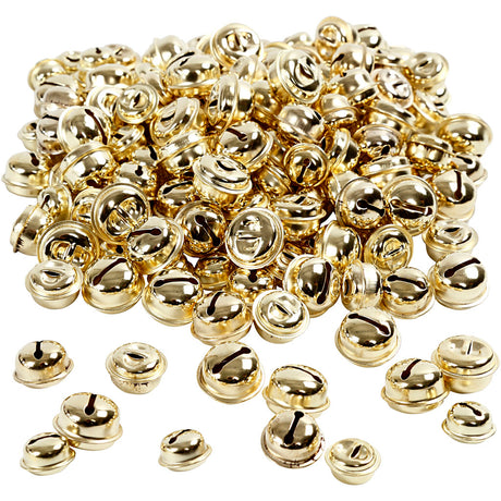 Creativ company bellen - assortiment, d: 13+15+17 mm, goud, 220 assorti