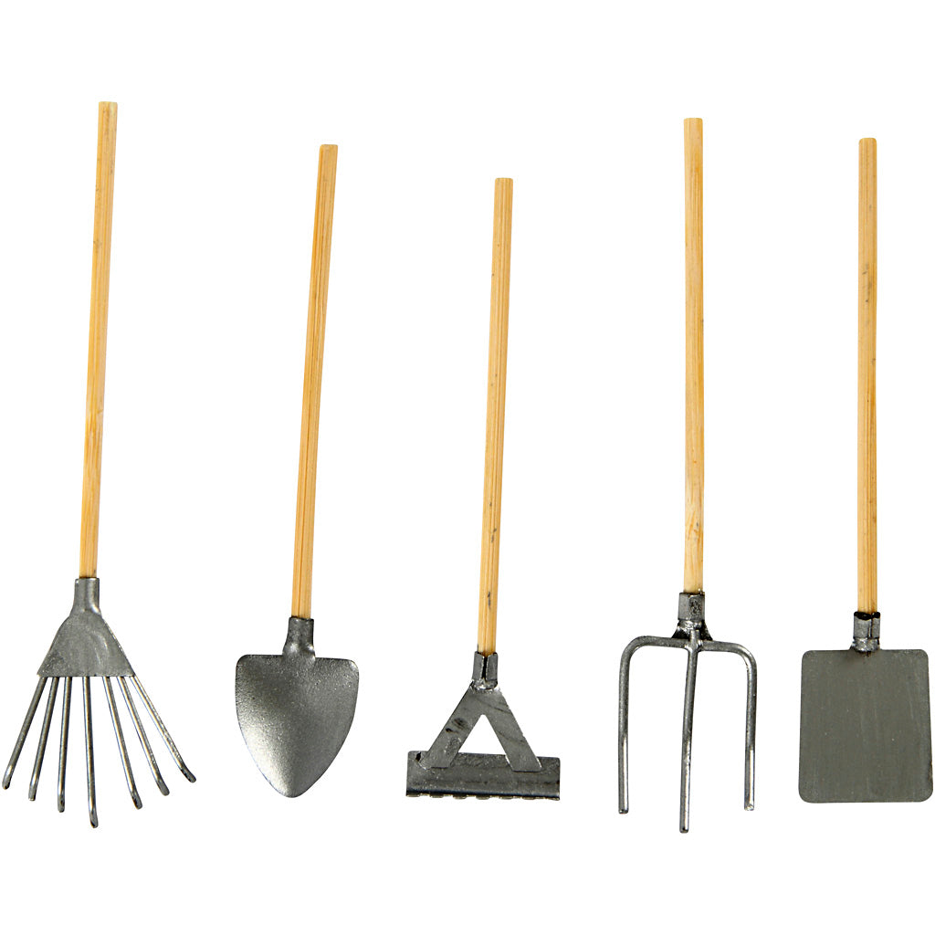 Creativ company cc miniatuur tuingereedschap l: 11 cm 5 stuks