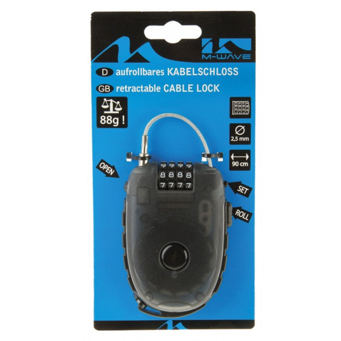 M -Wave cable lock 90 cm - Black, Lock 'N' Roll 24.9