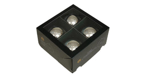 W b. 4 glassballs cap silver shiny 100 mm