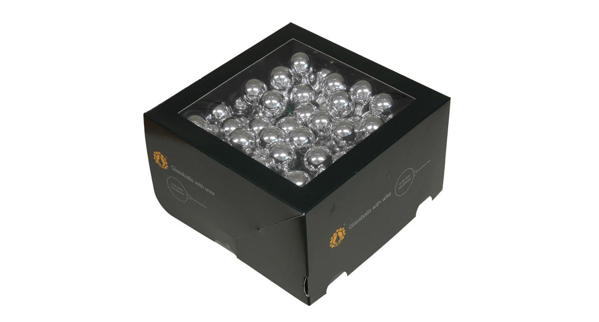 W b. 144 glassballs wire silver shiny 25 mm