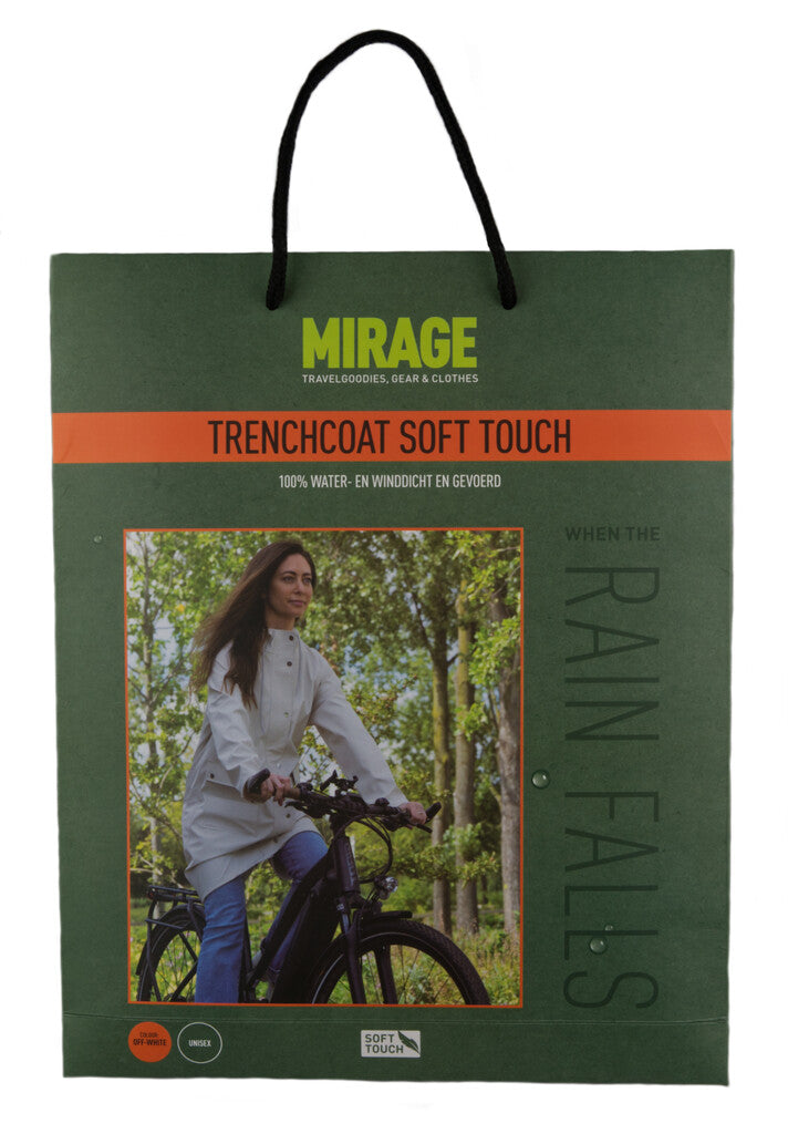 Mirage Raincoat Reenfall Trenchcoat Gréisst huet aus Polyester mëll Touch vu Wäiss