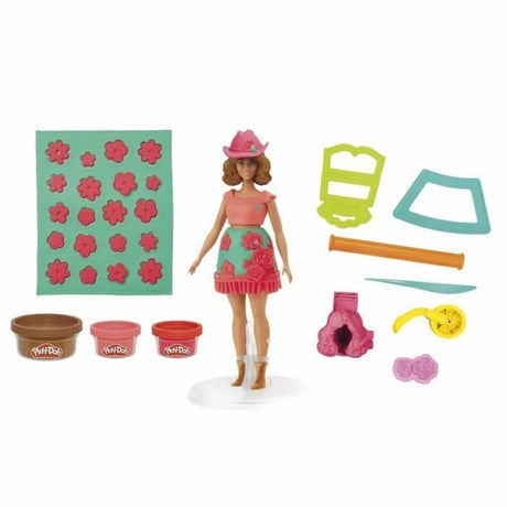 Play-doh -set barbie bloemen en franjes - maak poppenkleertjes - boetseerklei