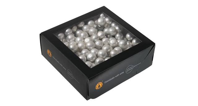 W b. 144 glassballs wire silver mat 20 mm
