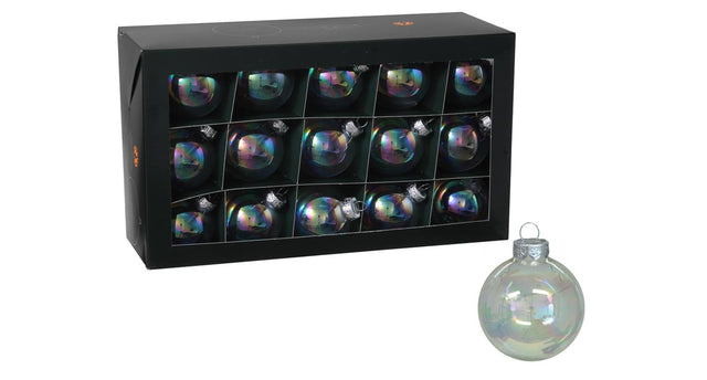 W b. 30 glassballs cap clear pearl 57 mm