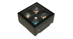 W b. 4 glassballs cap clear pearl 100 mm