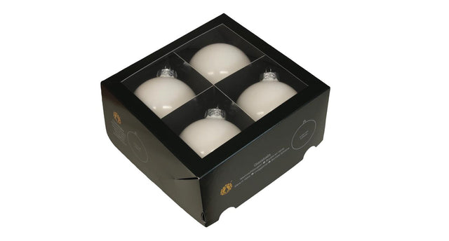 W b. 4 glassballs cap white opal 100 mm