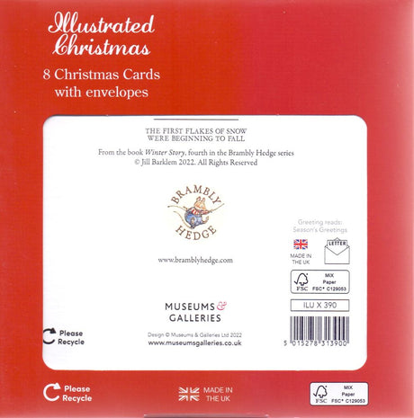 8 kerstkaart+envelop brambly muis met hu | 3 stuks