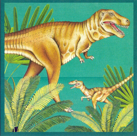 Kaart+envelop tyrannosaurus. 16x16 cm | 6 stuks