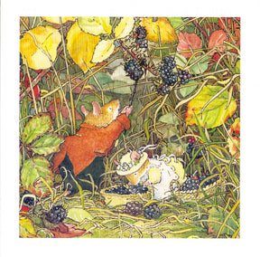Kaart+envelop. bramen plukken. 16x16 cm. | 6 stuks