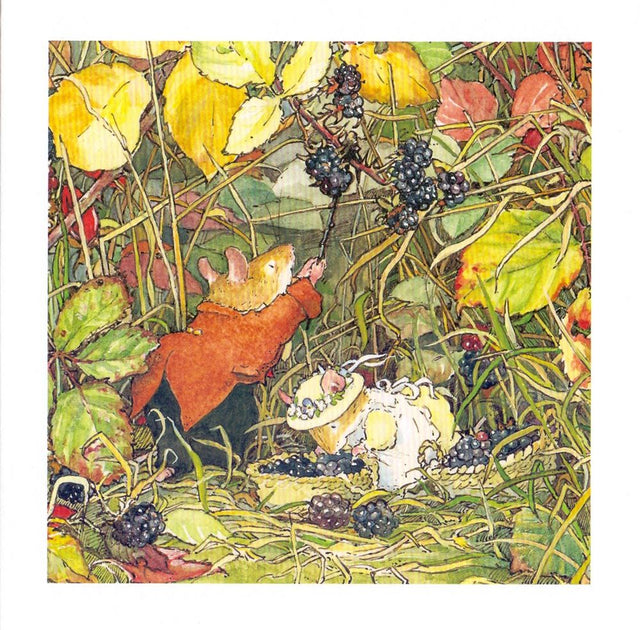 Kaart+envelop. bramen plukken. 16x16 cm. | 6 stuks