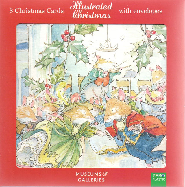 8 kerstkaart+envelop brambly muis dansen