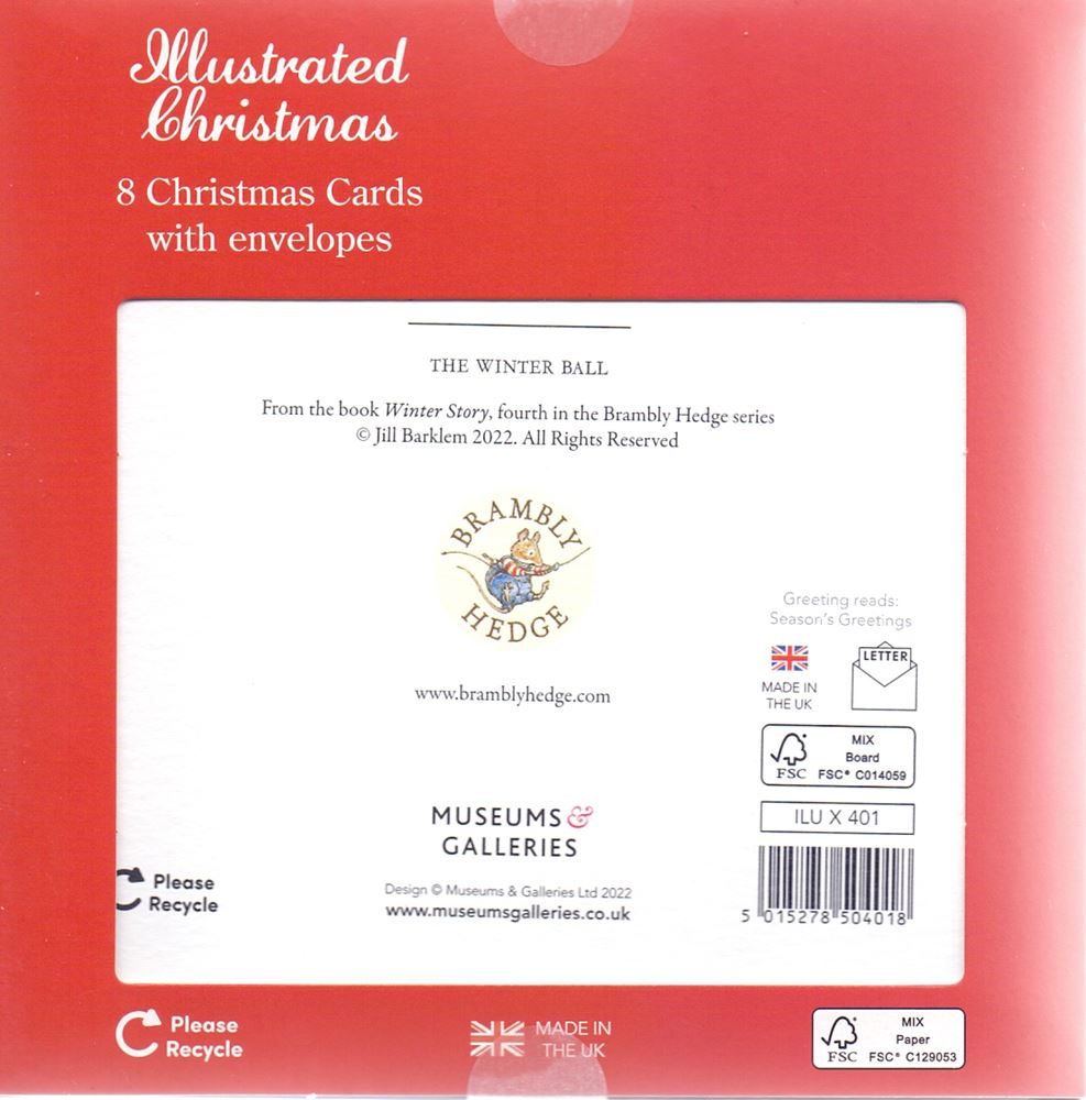 8 kerstkaart+envelop brambly muis dansen
