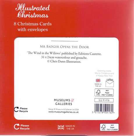 8 kerstkaart+envelop wind in de wilgen d | 3 stuks