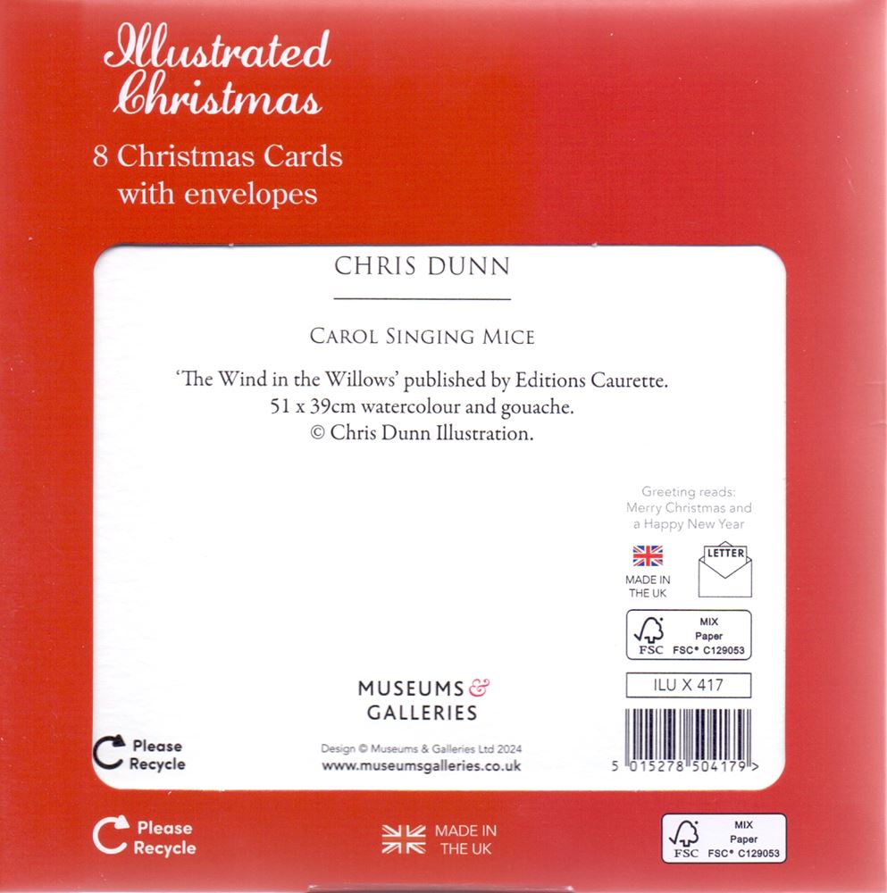 8 kerstkaart+envelop wind in de wilgen d