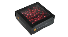 W b. 144 glassballs wire red shiny 20 mm