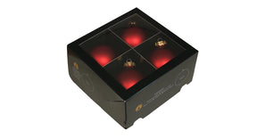W b. 4 glassballs cap red mat 100 mm