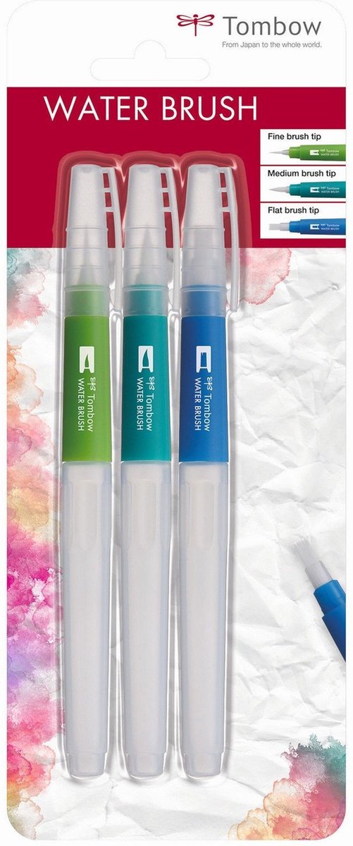 Tombow waterbrush - penselenset - aquarel penselen - 3 stuks