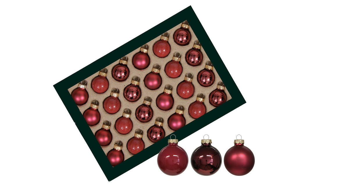 W b. 24 glassballs cap christmas red 25 mm