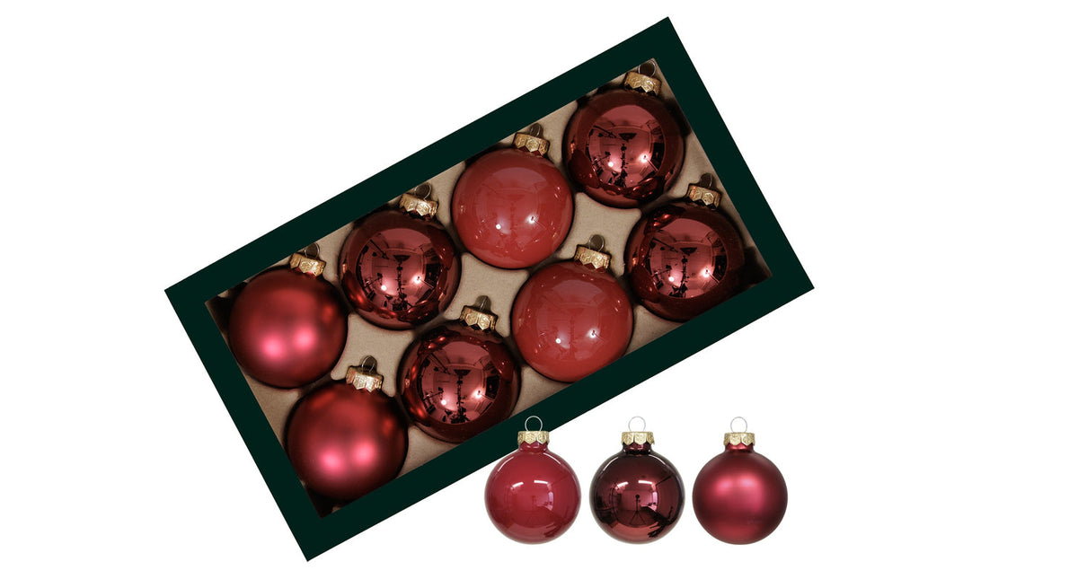 W b. 8 glassballs cap christmas red 80 mm