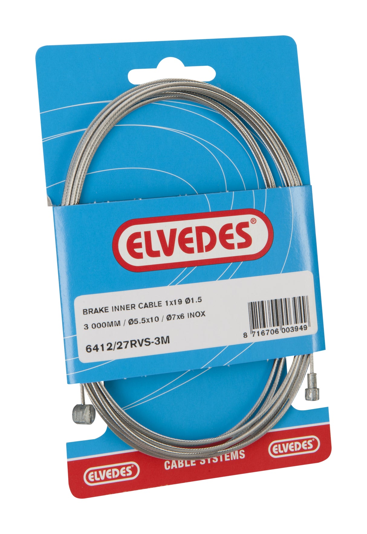 ELVEDES REM-BIN-Kabel Edelstahl 2-Nippels 3m