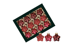 W b. 12 glass stars cap christmas red 40 mm