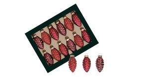 W b. 12 glass cones cap christmas red 60 mm