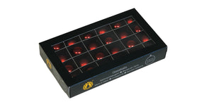 W b. 24 glassballs cap dark red combi 25 mm