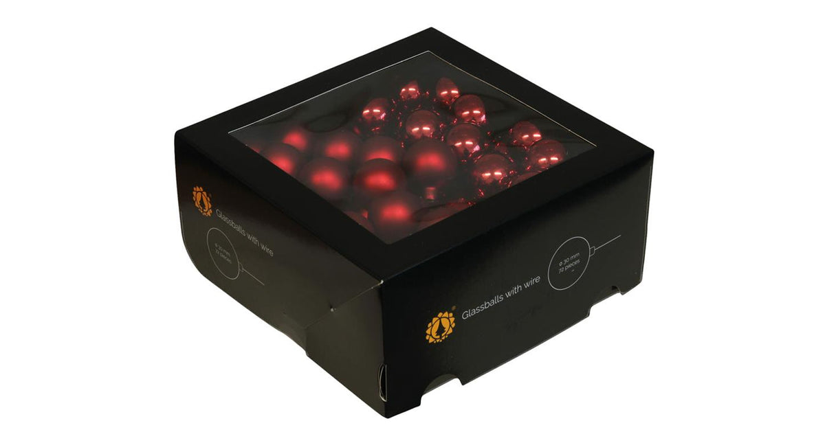 W b. 72 glassballs wire dark red combi 30 mm