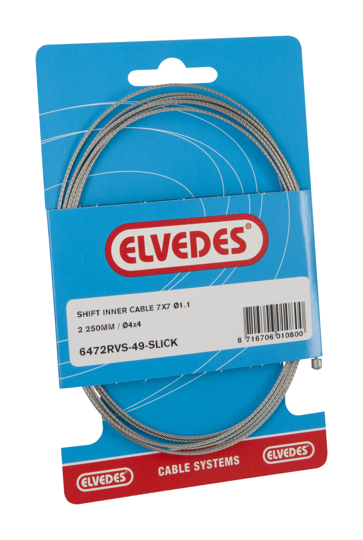 Switch inner cable Elvedes 2250mm stainless steel slick Ø1.1mm N-nipple (on map)