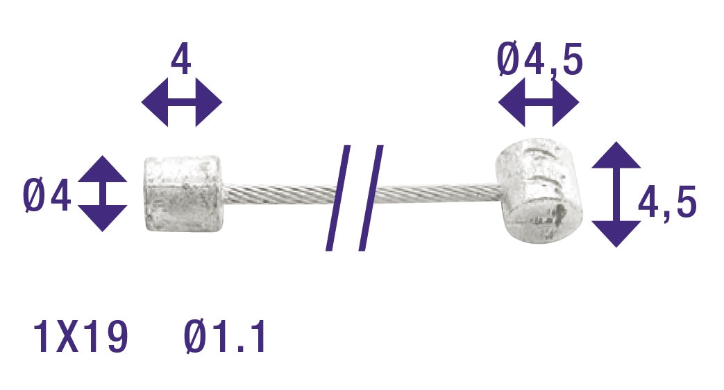 Przełącz wewnętrzny kabel Elvedes 2250 mm ocynkowane Ø1,1 mm Shimano Huret Nipple i T-Nippel (na mapie)