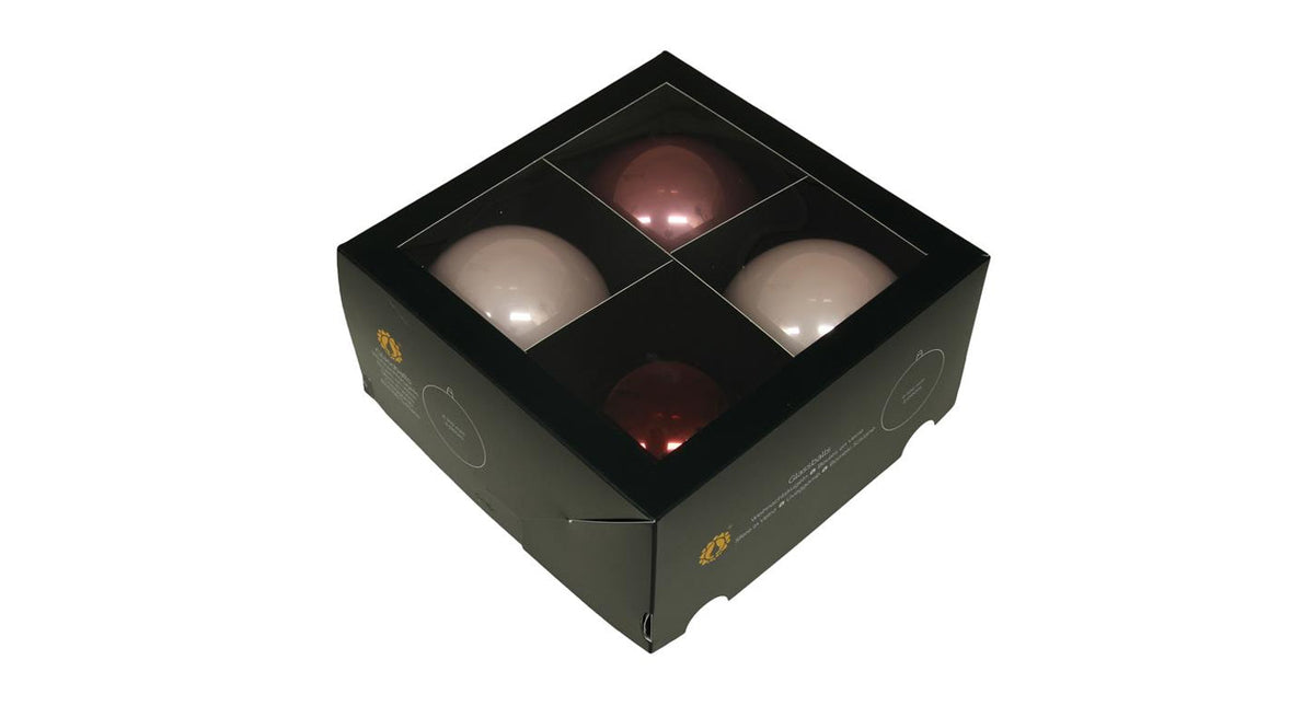 W b. 4 glassballs cap wild blossom 100 mm
