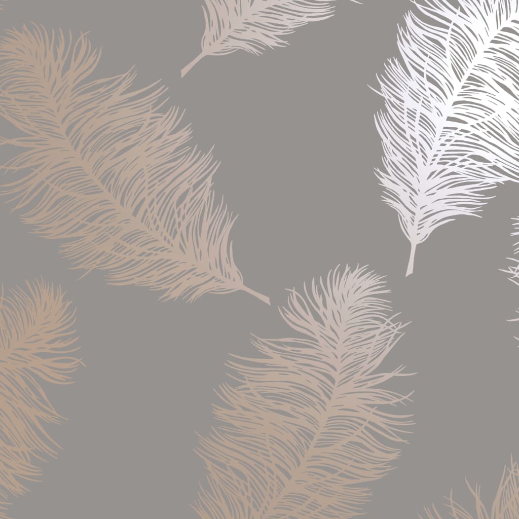 Dutch Wallcoverings Dutch Wallcoverings Wallpaper Fawning Feather Gray and Rose gold colored