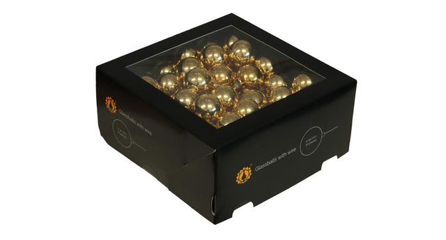 W b. 72 glassballs wire bright gold shiny 30 mm