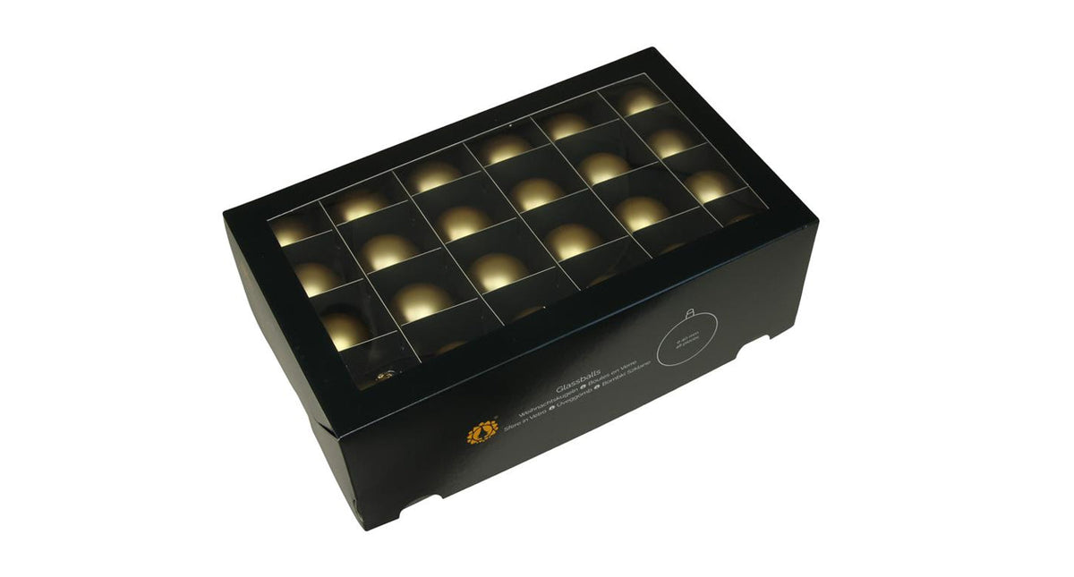 W b. 48 glassballs cap bright gold mat 40 mm