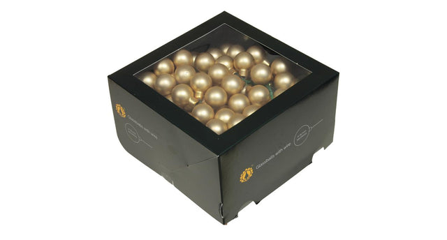 W b. 144 glassballs wire bright gold mat 25 mm