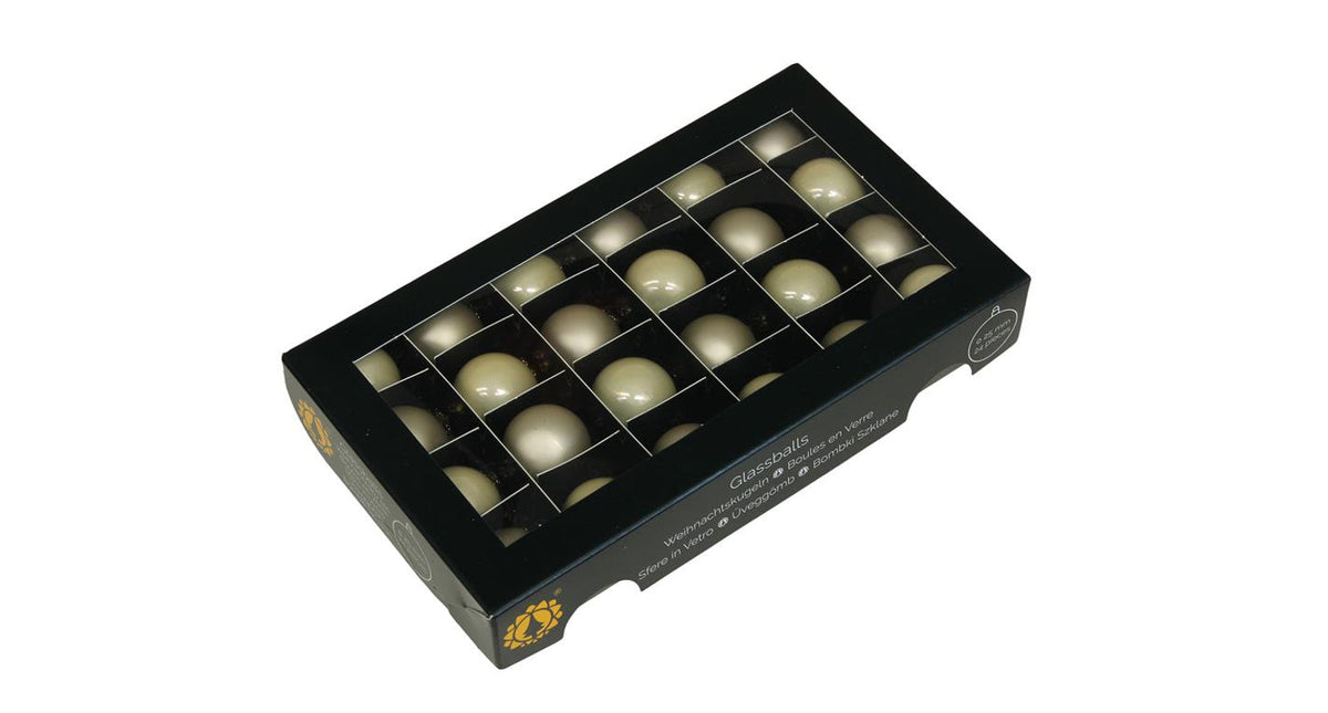 W b. 24 glassballs cap champagne combi 25 mm