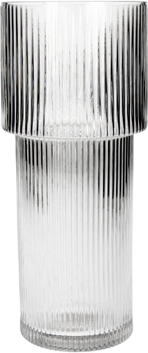 Hd collection vaas stripe glas 10.5x10.5x24.5cm