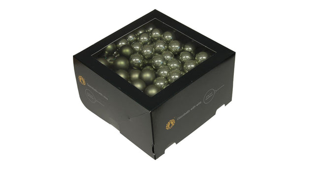 W b. 144 glassballs wire granite green 25 mm