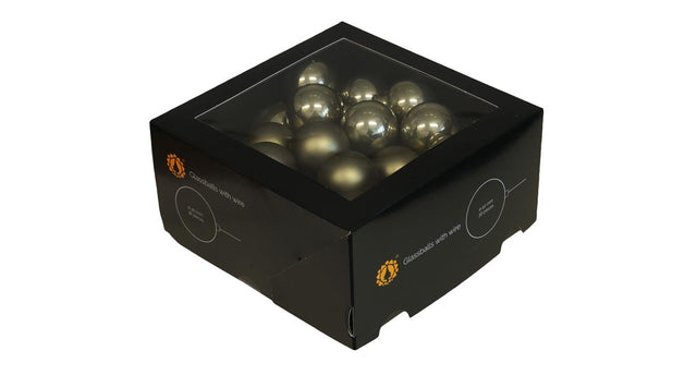 W b. 36 glassballs wire granite green 40 mm