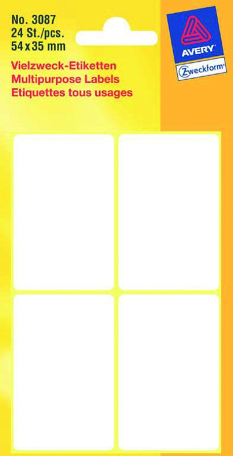 Kangaro etiket zweckform 54x35mm wit blister a 24 etiketjes. bundel a 10 pakjes