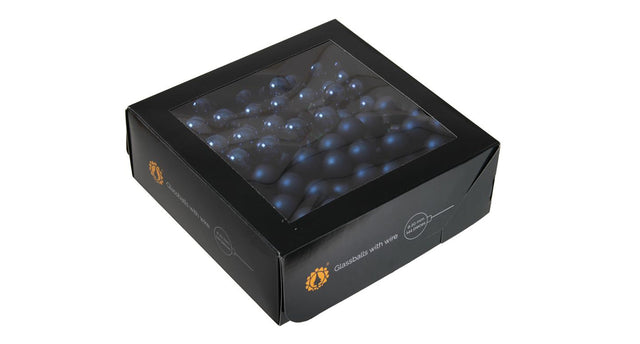 W b. 144 glassballs wire night blue 20 mm