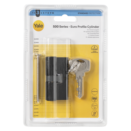 Yale 1070952 - profielcilinder 500 zwartmat 60mm (30 30) | 2 stuks