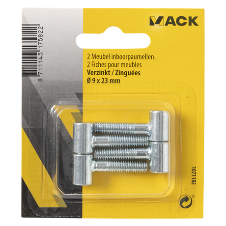 Mack 1071182 - 2 meubel inboorpaumellen verzinkt ø 9 x 23 mm | 5 stuks
