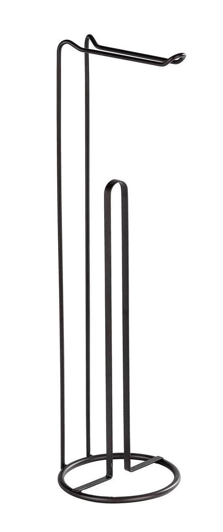 Wenko toiletrolhouder 2-in-1 lugano mat zwart staal - reserverolhouder - toiletpapier houder vrijstaand - wc rolhouder staand - zwart